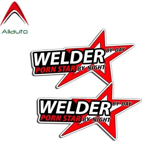 Aliauto 2 X Personality Car Sticker Welder By Day Porn Star By Night PVC Waterproof Sunscreen Anti-UV Decal,12cm*6cm