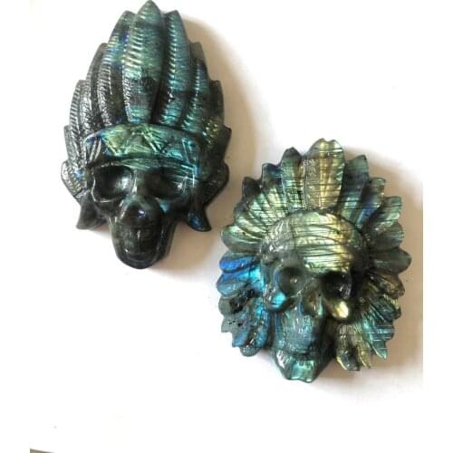 Labradorite Indian Statue Hand Carved Gemstone Natural Folk Crafts For Gifts