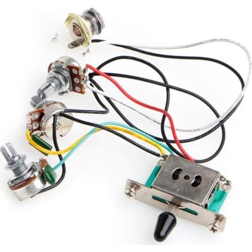 OOTDTY 5-Way Switch 500k Pots Knobs Wiring Harness Pickup for Strat Guitar