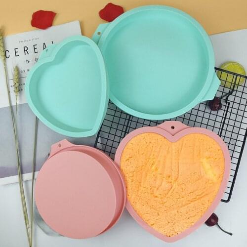 8 Inch Heart Shape Rainbow Cake Pan Silicone Mold Round Chiffon Cake Mold Layered Baking Pan Abrasive Tool Baking Accessories