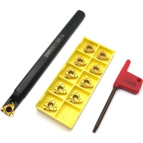 1/2 Inch Lathe Threading Boring Bar With 10Pcs 16IR AG60 Internal Threading Carbide Turning Inserts And T15 Wrench