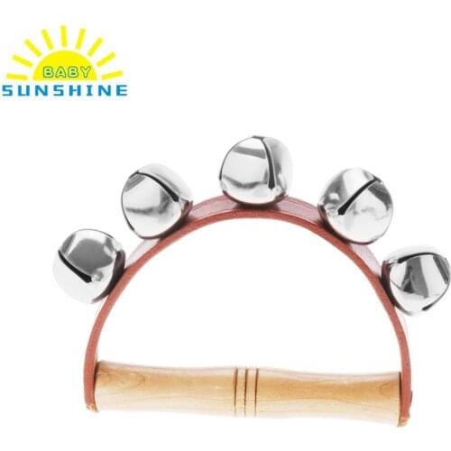 Hand Held Metal Bell Jingles Wood Rattle Ball Percussion for KTV Party Kid Game Toy Hot Sale Musical Instrument for Baby Toys