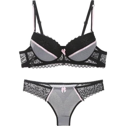 Sexy Lace Bra Briefs Set Push Up Bra Womens Lingerie Set B C D E Cup Brassiere Panties Soft Breathable Ladies Fashion Underwear