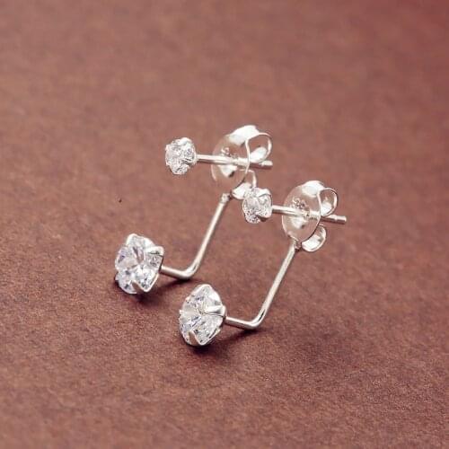 925 Sterling Silver Prevent Allergy zircon Brincos Stud Earrings for Women Wedding Earrings Jewelry Accessories