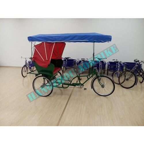 Rickshaw Pedicap Bicycle Tricycle Manual Old Time Tricycle Vintage Tourism Pedicaps 3 wheels Cargo Bike With Carrier Rural Trike