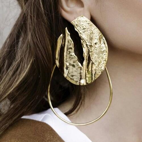 Gold Sliver Color Big Circle Vintage Ethnic Earrings Women Jewelry Geometric Statement Drop Earrings Female Long Dangle Earings