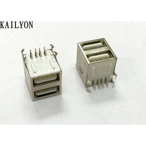 100pcs USB mother seat double deck USB interface, all inclusive type 2 interface, 90 degree bending needle, USB double deck moth