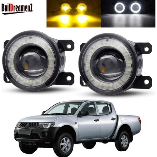 2 Pieces Car LED Lens Fog Light Assembly Angel Eye DRL Fog Daytime Running Lamp 30W 12V For Mitsubishi L200 Pickup 2005-2012