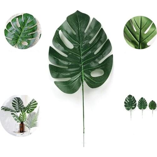 24 Pcs 2 Kinds Tropical Plant Palm Leaves Artificial Palm Leaves Faux Leaves Safari Leaves Hawaiian Turtle Leaf Luau Party