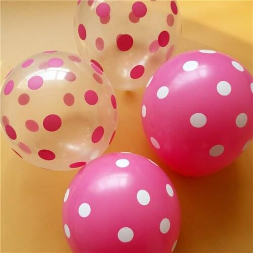 NASTASIA 30pcs /lot Pink balloons clear polka dot latex balloon kids birthday party decorate its a girl baby princess ball