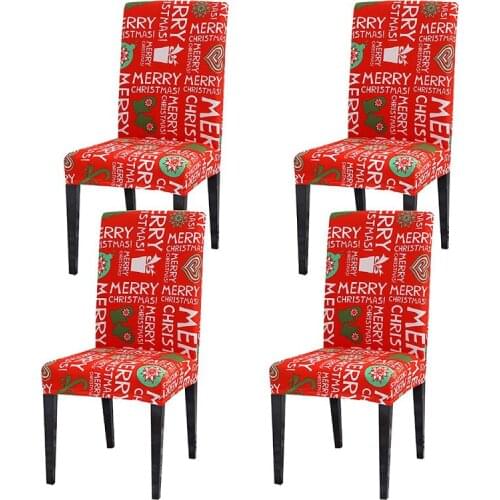4PCS/set Removable Washable Dining Room Chair Protector Slipcovers Christmas Home Decoration Seat Cover Supplies