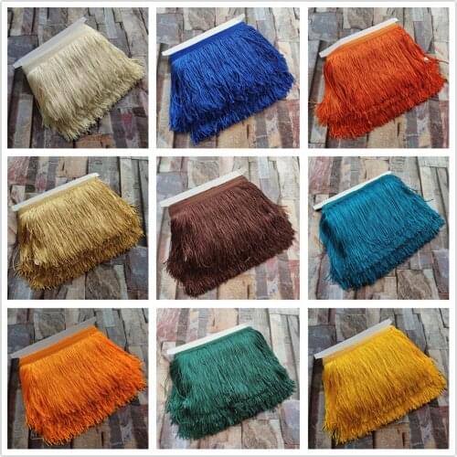 5/10 Meters 10 Color 20CM Long Lace Fringe Trim Polyester Tassel Fringe Trimming For Dress Stage Garment Curtain Accessories