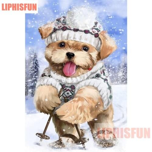 5d diy Diamond Painting Full Drill Square Resin Rhinestone Cross Stitch Diamond Embroidery Home Decor Snow Dog