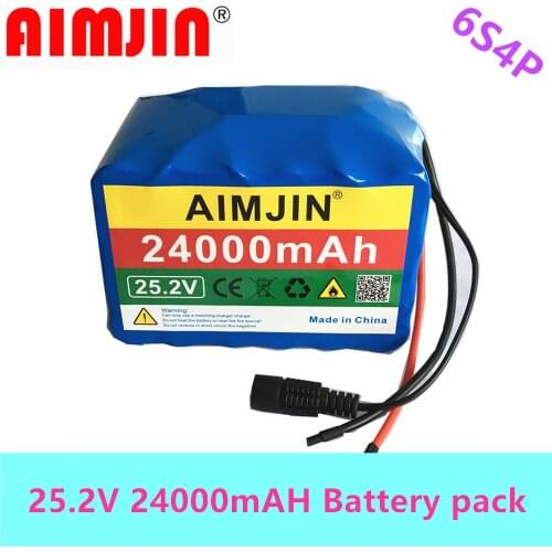 6s4p 24V 24Ah 18650 Battery Lithium Battery 25.2v 24000mAh Electric Bicycle Moped /Electric/Li Ion Battery Pack with Charger