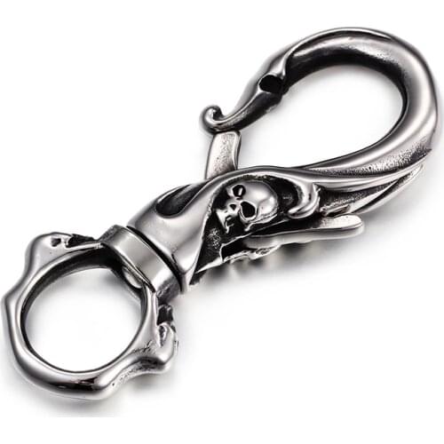 Punk Skull Key Chains For Men High Polish Smooth Stainless Steel Keychain Neo-Gothic Skeleton Men Fashion Jewelry Accessory 2021