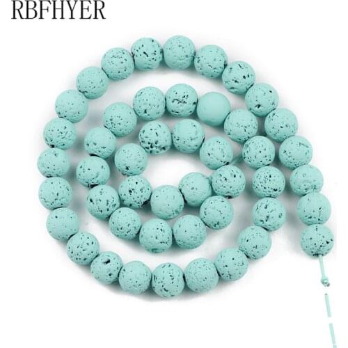 Natural Stone Mint green Rock Lava Beads Round Loose Spacer Beads for Jewelry Bracelet Necklace Making DIY 4 6 8 10 12MM
