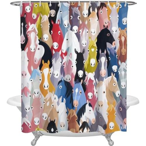 Animal Colorful Horse Shower Curtain Polyester Fabric Waterproof Shower Curtains Modern Bathroom Curtain