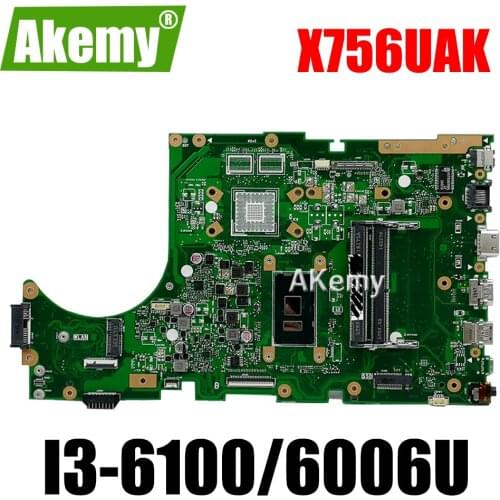 For Asus Laptop motherboard X756UAM X756UAK X756U X756UA X756UWK X756UVmainboard 100% tested i3-6100U