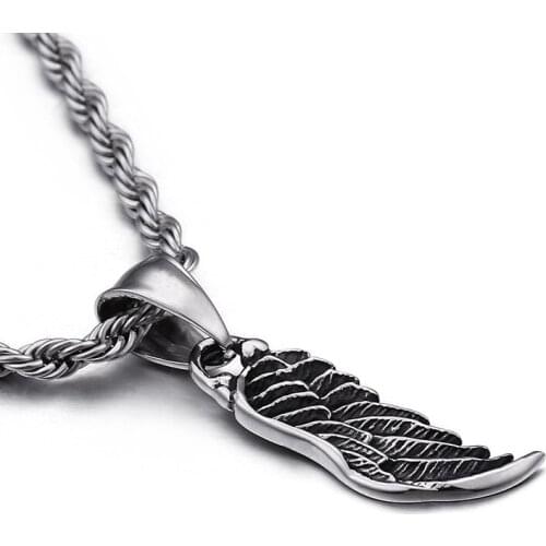 European and American personality alternative feather wings pendant Rock male domineering vintage jewelry wings necklace pendant