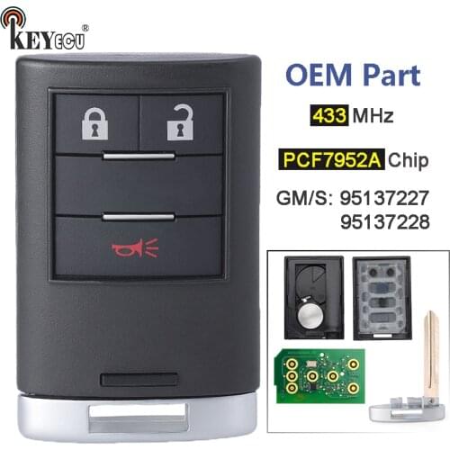 KEYECU FSK 433MHz PCF7952A GM/S: 95137227 / 95137228 OEM Smart 5 Button Remote Key Fob for Holden Chevrolet Captiva 2016-2018