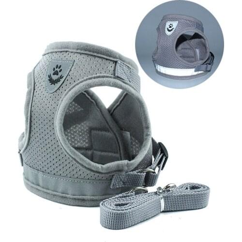 Dog Harness and Leash Set for Chihuahua Pug Small Medium Nylon Mesh Puppy Cat Harnesses Vest Reflective Walking Lead Leash