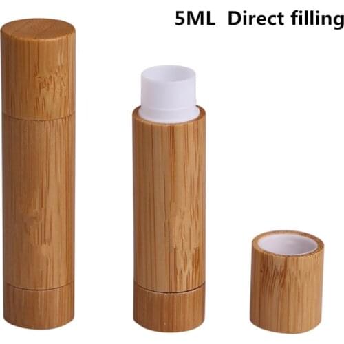 20pcs 5ml Round Natural bamboo lip balm container lipstick tube DIY cosmetic lip gloss bottle makeup lip stick pipe shell travel