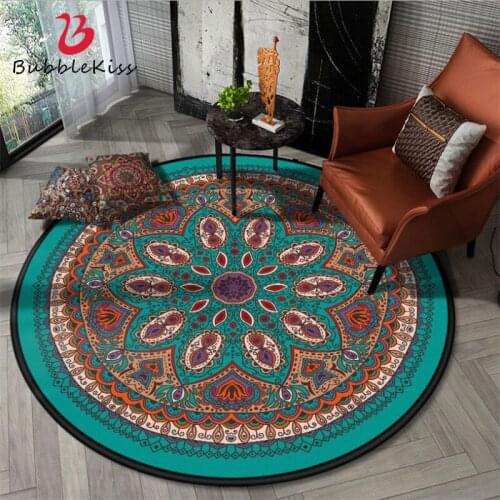 Bubble Kiss Classic Design Round Carpet Geometric Print Pattern Rugs And Carpets For Living Room Soft Green Home Bedside Carpet