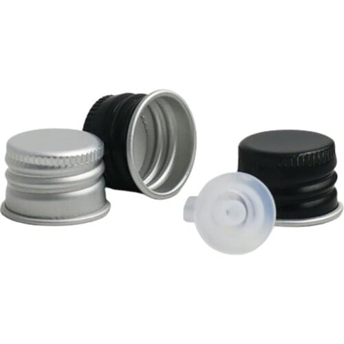 100 x 18mm Bottle Cap 18mm Metal Black Aluminum cap, Silver Cap For 5ml\10ml\15ml\20ml\30ml\50ml\100ml Essential Oil Bottle