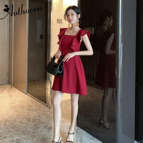 Summer Elegant Vintage Dresses Ruffles Square Collar Women Dress Office Lady Bandage Bodycon Sexy Party A-Line Dress Vestidos