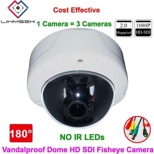Lihmsek Free Ship Popular 2.0 Megapixel 1080P HD SDI 180 Degree Wide Angle Lens Vandalproof Fisheye & Panoramic Dome Camera CCTV