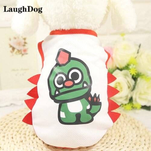 Cute Dog Clothes Cartoon Dinosaur print Vest For Small Dogs Clothes Summer Dog Tshirt Chihuahua Puppy Outfit Pet Clothing Pug