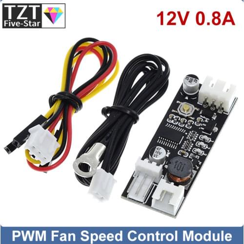 Single 12V 0.8A DC PWM 2-3 Wire Fan Temperature Control Speed Controller Chassis Computer Noise Reduction Module NTC B 50K 3950