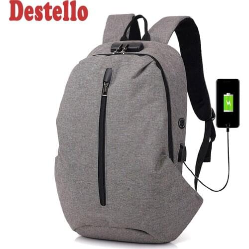Male shoulder backbag fashion laptop bag school backpack Usb charging port large capacity business travel backpack mochila