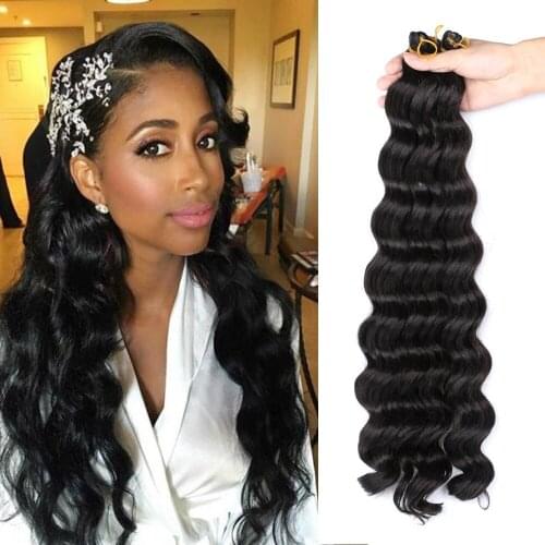 Natifah Synthetic Braiding Hair 20 Inches 80g Long Deep Wave Twist Crochet Hair Curly Ombre Wavy Hair Extensions For Black Women