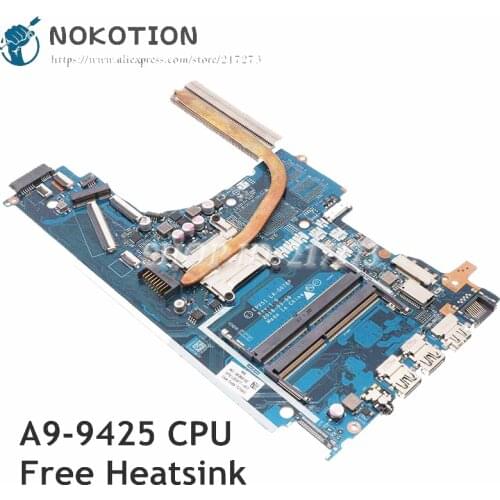 NOKOTION For HP 15-DB 15-DA Laptop Motherboard A9-9425(AM9425) CPU EPV51 LA-G078P L20477-601 L20477-001 DDR4 free heatsink
