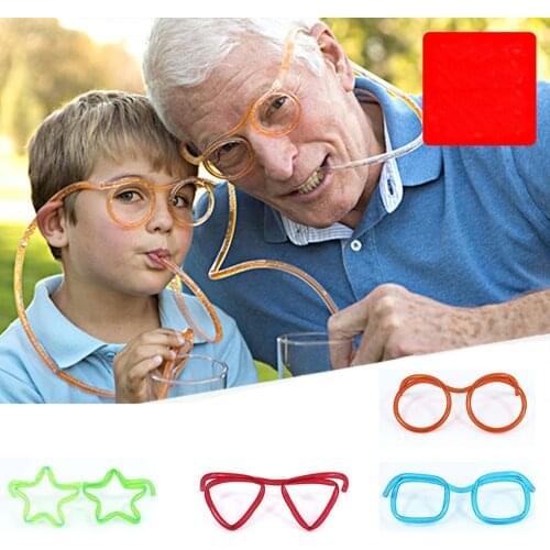 Glasses Flexible Drinking Straws Fun Soft Plastic Straw Tube Tools Kids Novelty Toy Party Supplies Bar Supplies Kawaii