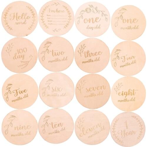 4/8/16PCS Baby Commemorative Milestone Wood Chip Photography Props DIY Props Newborn Gift Lettering Month Coin Custom