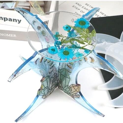 634C Castle Lunar Eclipse Flower Pot Stand Crystal Epoxy Resin Mold Flowerpot Organizer Planter Rack Casting Silicone Mould