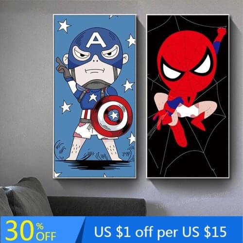 Q version of Marvel Guardians of the Galaxy Superhero Canvas Painting Poster Nursery Wall Art Picture kids Room Decoration Mural