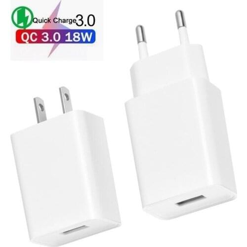High cost performance 18W 5V 2.4A /QC 3.0 EU US plug USB power Travel AC Wall Charger Adapter CE For IPhone samsung ipad