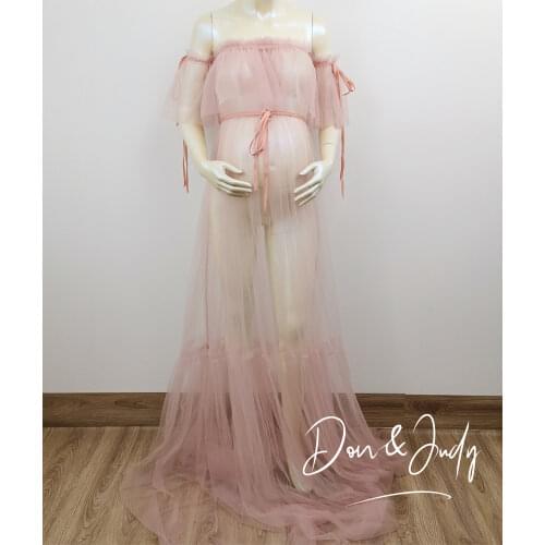 DON&JUDY 2021 Sexy See Though Bridal Tulle Dresses Off The Shoulder Women Tulle Maternity Dressing Gowns Dresses For Photo Shoot