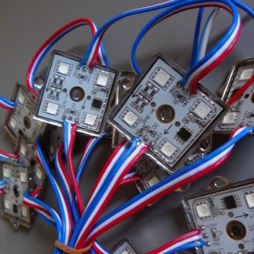 Addressable led smart module;DC24V UCS1903;4pcs 5050 SMD LEDs,0.96W;RGB full color;IP68 rated;with rgb wire