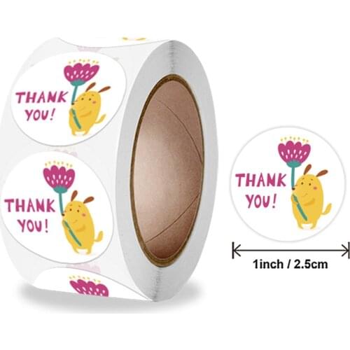 50-500pcs Cute Animal Thank you Stickers 1inch Round Gift Decor Seal labels Kids Reward Diary Scrapbook Stationery Sticker