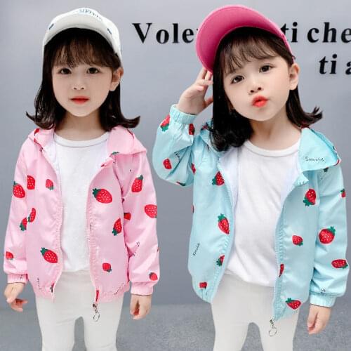 Baby Girls Spring Autumn Zipper Jacket Childrens Lovely Flowers Print Breathable Mesh Lining Thin Coat Kids All-Match Clothing