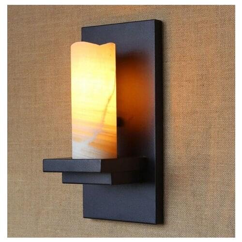 Retro Loft Style Iron Marble Sconce Vintage Wall Light For Home Antique Industrial LED Wall Lamp Indoor Lighting Luz De Pared