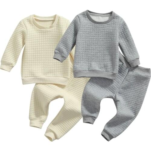 1-5Y Autumn Winter Girls Boys Tracksuits Kids Clothes Sets Solid Long Sleeve Pullover Sweatshirts + Pants Toddler Casual Outfit