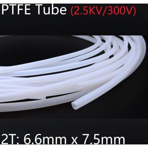2T 6.6mm x 7.5mm PTFE Tube F46 Insulated Capillary Heat Protector Transmit Hose Rigid Temperature Corrosion Resistance 300V