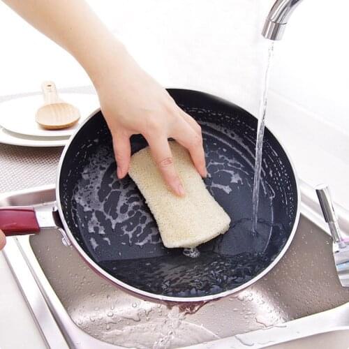3pcs/set Natural Loofah Dishwashing Cloth Scrub Pad Dish Bowl Pot Easy To Clean Scrubber Sponge Kitchen Clean Brushes Scrub Pad