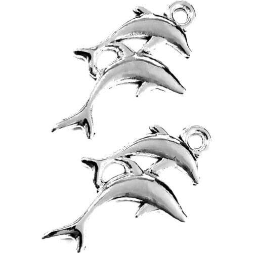 50pcs Dolphin charms pendant 28x14mm antique silver ornament accessories jewelry making DIY base material