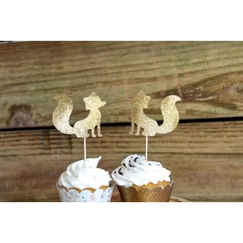 Glitter Fox Silhouette Cupcake Toppers Food Picks Bachelor Bachelorette Wedding Bridal Engagement Lingerie Party